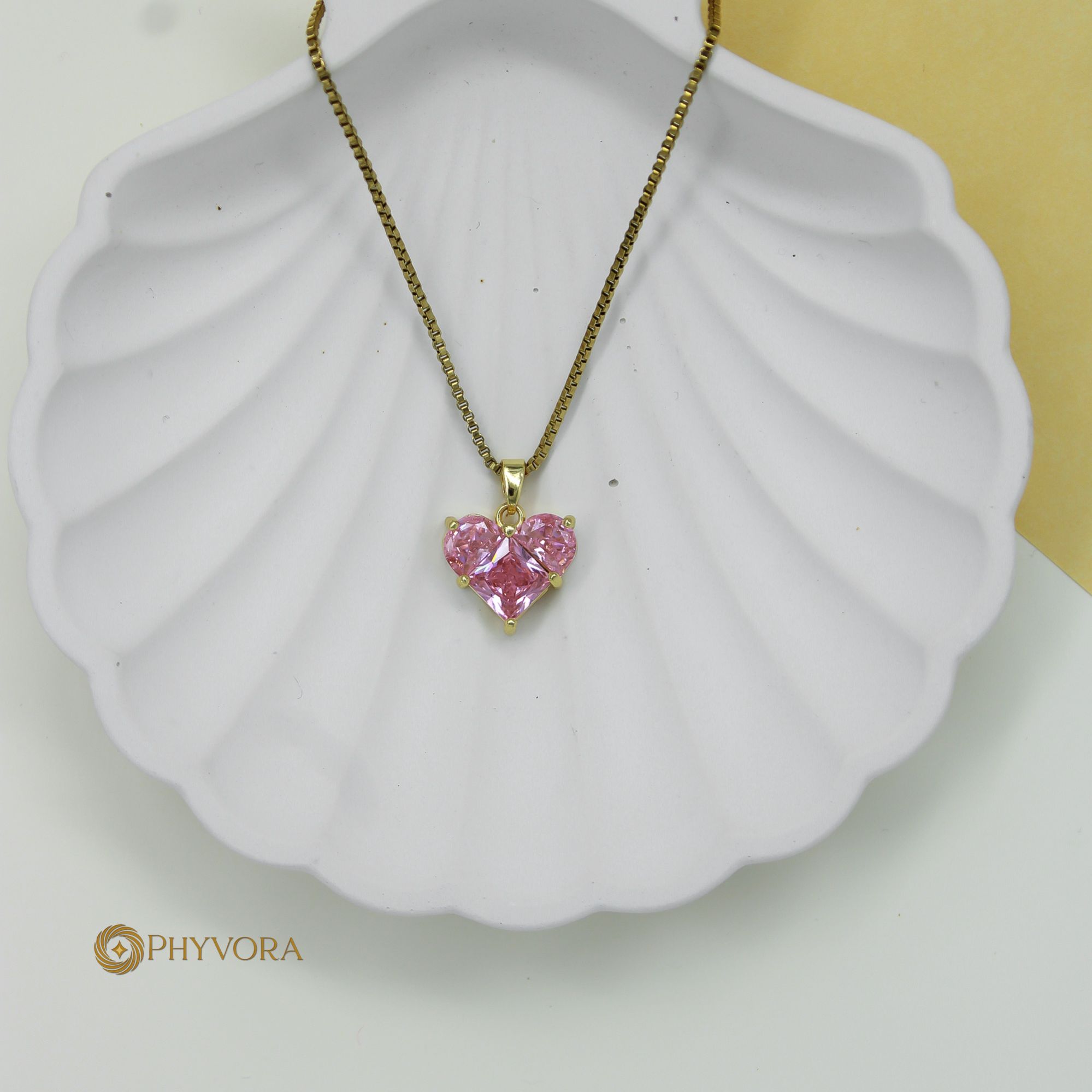 Blush CZ Heart Pendant Necklace