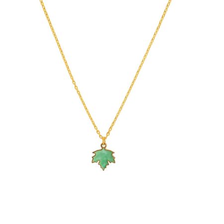 Green & Gold Maple Leaf Charm Necklace - Nature's Whisper
