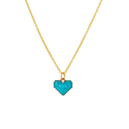 Turquoise Pixel Love Necklace